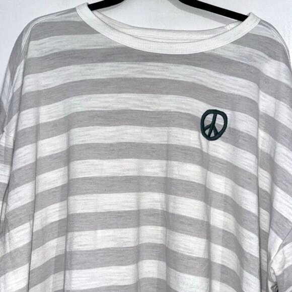 Old Navy The Easy Tee XXL Gray & White Striped Long Sleeve T-Shirt - Picture 5 of 7